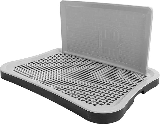 Asixxsix Dog Potty Training, 51x38x6cm Chew Resistant Mesh Pee Pad Holder, Indoor Outdoor Puppy Toilet Tray with Wall Mount System for Dogs and Puppies (Black)