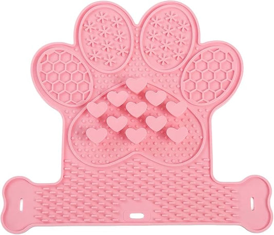 Licking Mat for Dogs & Cats, Slow Feeder Lick Pat, Anxiety Relief Dog Feeding Mat for Butter Yogurt Peanut, Pink