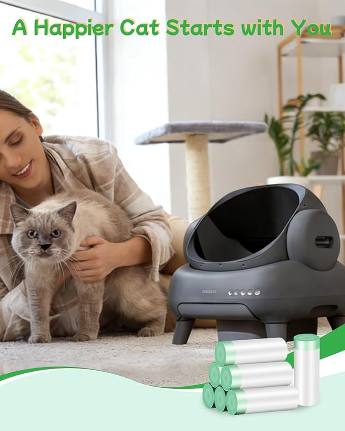 140 Count Cat Litter Box Liners Compatible with Litter Box Robot 4/5/3, Thick 10-12 Gal Waste Drawer Liners Bags with Strong Ties, Pre-separated for Easy Use,25.2"x15.7"
