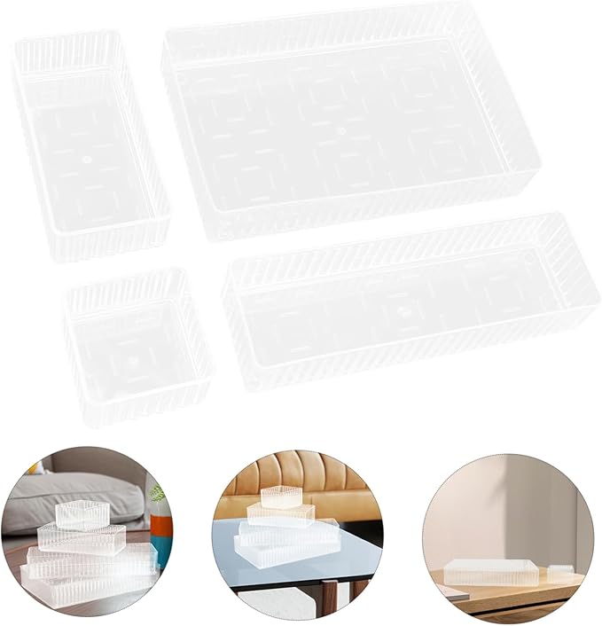 Angoily 18pcs Acrylic Drawer Organizers Desk Drawer Organizer Bins for Office Craft Supplies and Home Storage