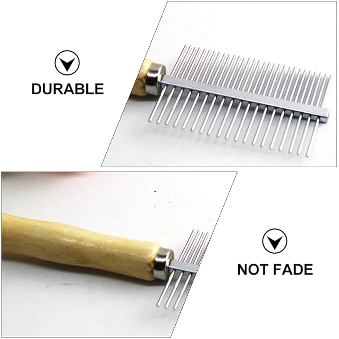 2Pcs Wooden Pet Comb Set with Fine Teeth Non-Skid Handle, Natural Dual-Row Grooming Comb for Dogs and Cats, Effective Stain Removal and Shedding Control, for Home Pet Care
