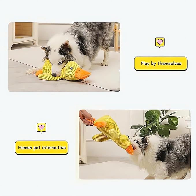 Calming Duck Emotional Support Dog Toy - Unbreakable Plush for Aggressive Chewers - Squeaky Interactive Toy for Indoor/Outdoor Play (Pink, M)