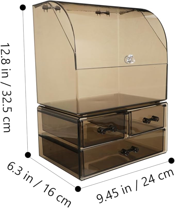 VICASKY Acrylic Makeup Storage Box Transparent Cosmetic Organizer Lid for Desk Neat and Tidy Design for Skincare and Beauty Products for Optimal Space Saving