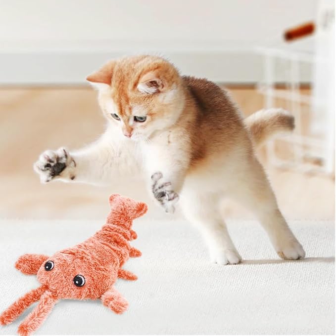 Interactive Dog Toy, 2025 Upgrade Plush Lobster Puppy Toys for Small Dogs Calming, Floppy Funny Jumping Moving Sturdy Pet Toys for Chewing Teething (Pink)
