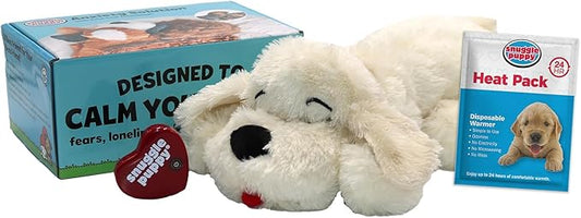 Original Snuggle Puppy Heartbeat Puppy Toy - Heartbeat Puppy for Dogs - Pet Anxiety Relief and Calming Aid - Comfort Dog Toy - Behavioral Training and Sleep Aid Cuddle buddy - Crate Training Essential