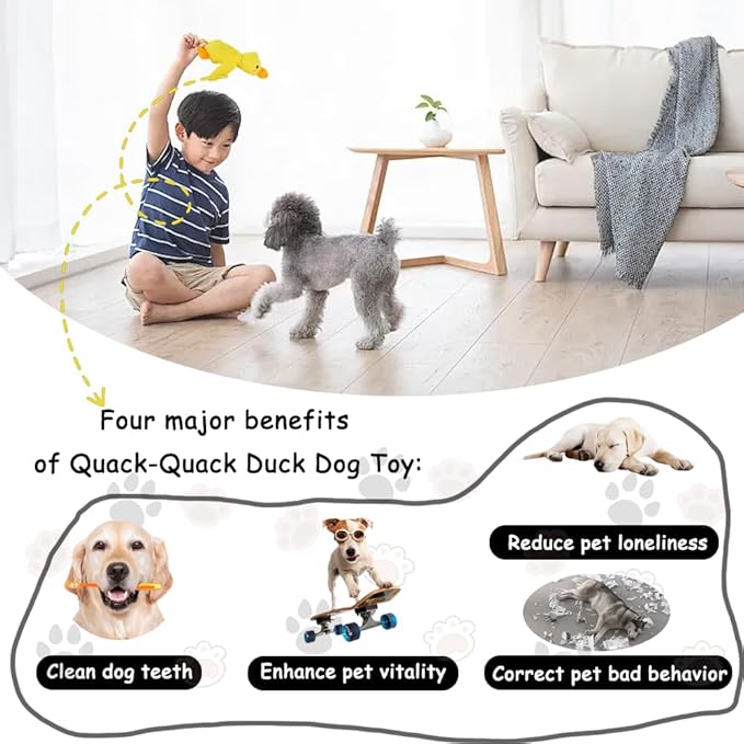 Quack-Quack Calming Duck Dog Toy, Emotional Support Plush for Dogs, Emotional Support Toy for Pet, Soft Squeaky Yellow Stuffed Duck, Indoor/Outdoor Toy (Yellow, S)