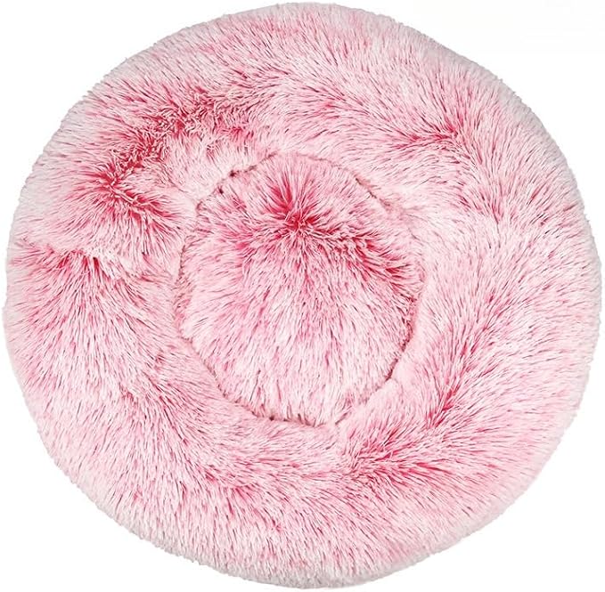 Anxiety Relief Dog Bed - Mr Fluffy Friend Anti-Anxiety Original Calming Plush Pet Bed for Chewing, Crate Training & Thunderstorm Stress (D-Pink,XS-40CM)