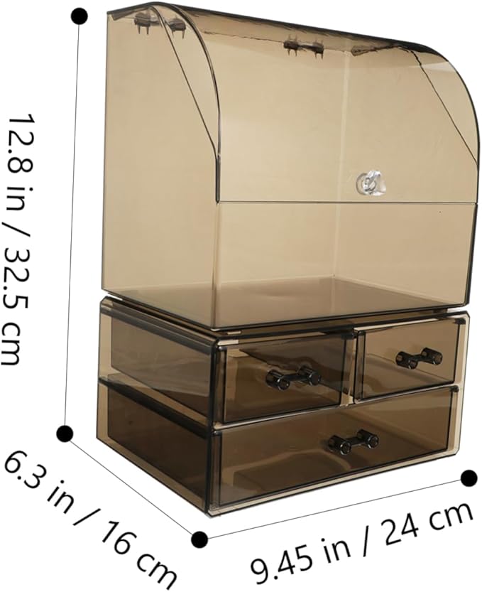 Acrylic Makeup Organizer Cover Capacity Cosmetic Storage Box for Desktop and Stationery Stylish and Chic Design for Home Office Use