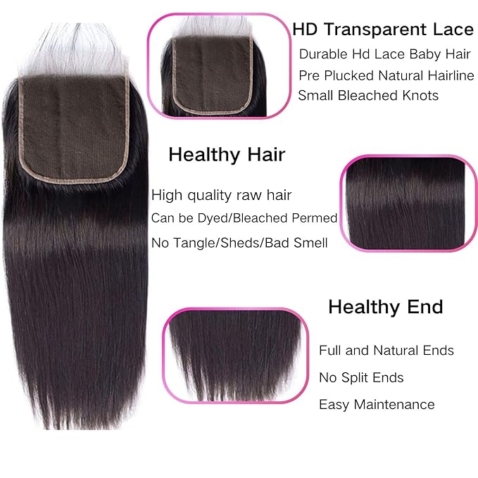 Selina Hd Lace Closure 4x4 Closure Brazilian Virgin Straight Lace Closure Human Hair Free Part Natural Black 10 Inch