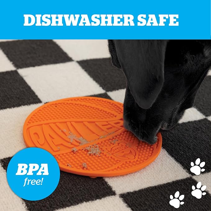 BigMouth Basketball Silicone Lick Mat for Dogs and Cats, Slow Feeder Enrichment Pad, Dishwasher Safe Anxiety Relief Toy