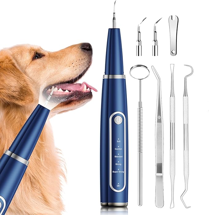Dog Plaque Remover for Teeth,Pet Ultrasonic Tooth Cleaner,Teeth Cleaning Kit -Tartar Remover for Teeth Stains for Dogs and Cats (Blue)