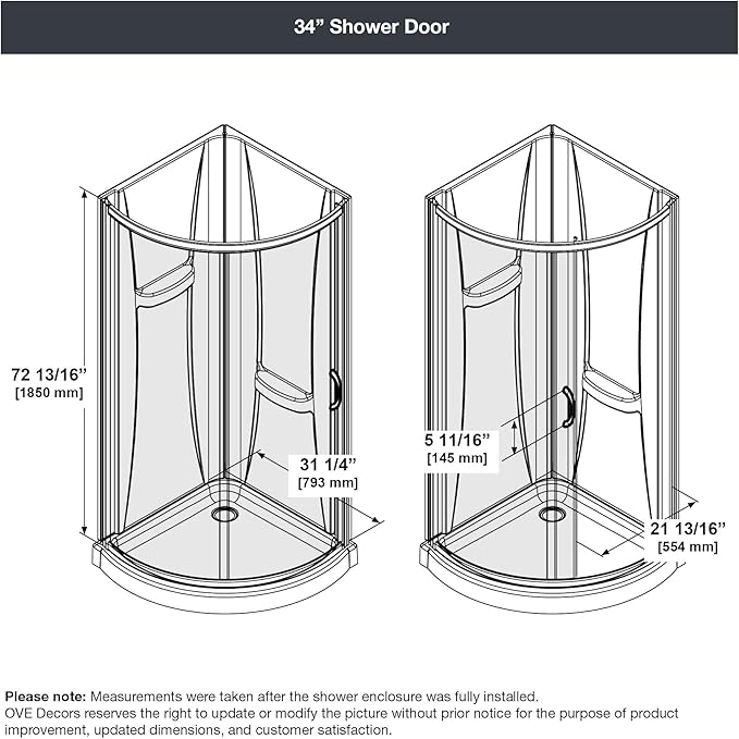 OVE Decors Breeze 34 in. Corner Shower Clear Sliding Door with Walls and Base in Black Finish