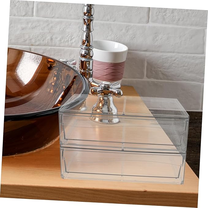 Makeup Storage Organizers 2pcs Desktop Sundry Holder with Drawers Acrylic Cosmetic Box