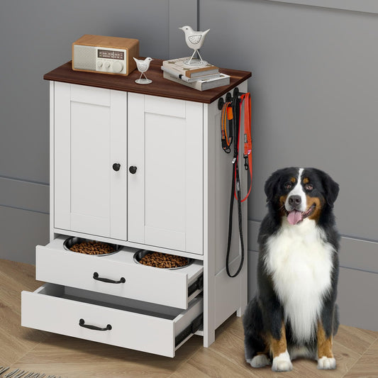 Rovibek Dog Feeding Station with Elevated Dog Bowls - Image 1