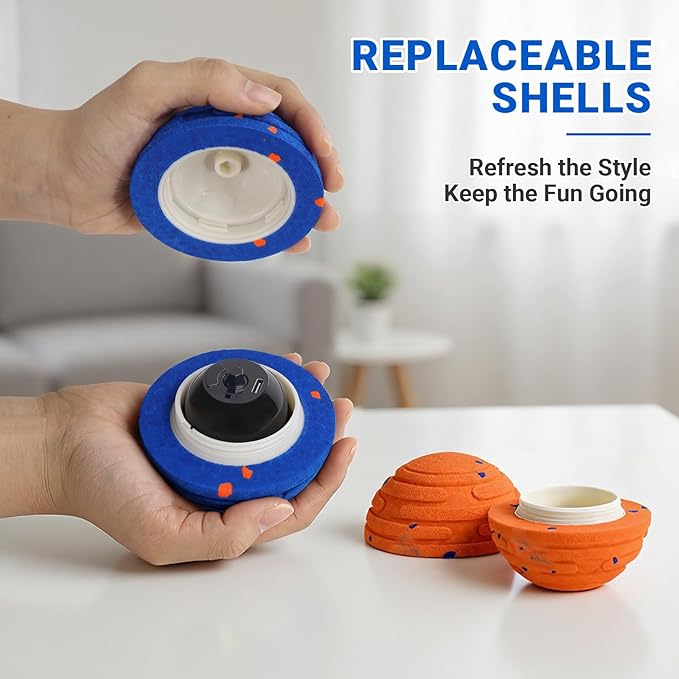 Smart Interactive Dog Toy with Remote Control, E-TPU Toy Ball for Aggressive Chewers, Automatic Moving, IPX6 Waterproof, Rechargeable Rolling Ball for Small/Medium/Large Dogs, BLU&ORG