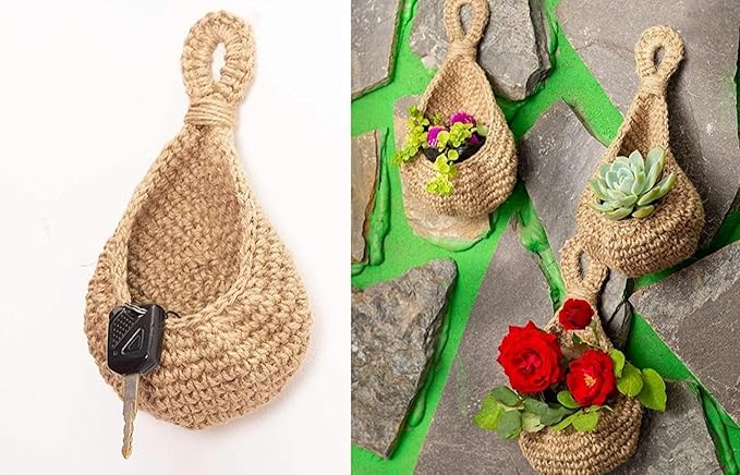 Jute Wall Hanging Fruit Basket |Wall Hanging Storage Jute Basket for Organizing & Decor|Wall Storage Fruit Wall Hooks for Kitchen Wall Home,Restaurant storageVegetable Pack of 1
