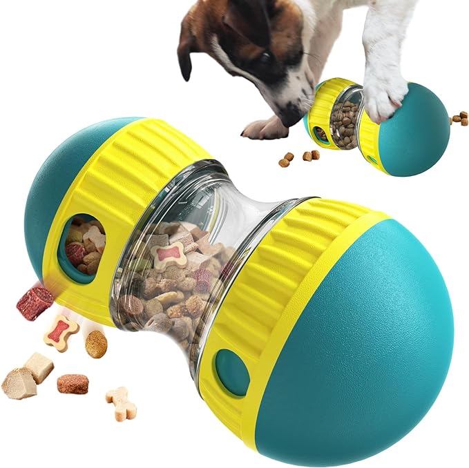 Adjustable Treat Dispensing Dog Toy - Tough Slow Feeder & Enrichment Training Toy for Small to Large Dogs - Green by BSISUERM