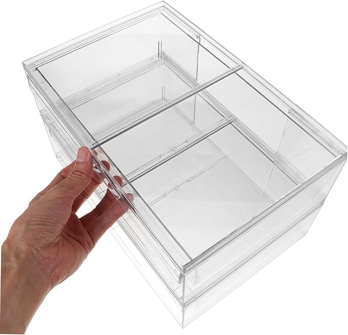 2pcs Stackable Acrylic Makeup Organizer Bins Drawer for Desktop Storage Cosmetic Storage Box for Vanity and Bathroom for Keeping Essentials Organized