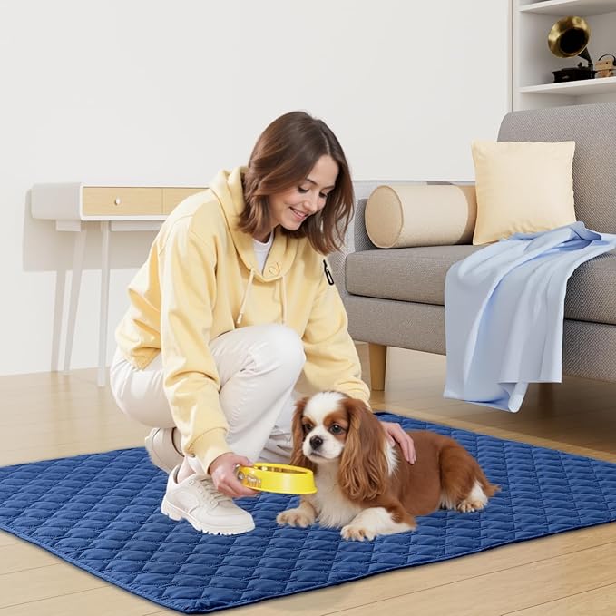 Smiry Waterproof Dog Bed Cover Blanket, Soft Reversible Pet Blanket, Washable Leakproof Cats Dogs Couch Cover for Sofa, Couch, Furniture, Plaid (82x102 Inch, Navy/Blue)