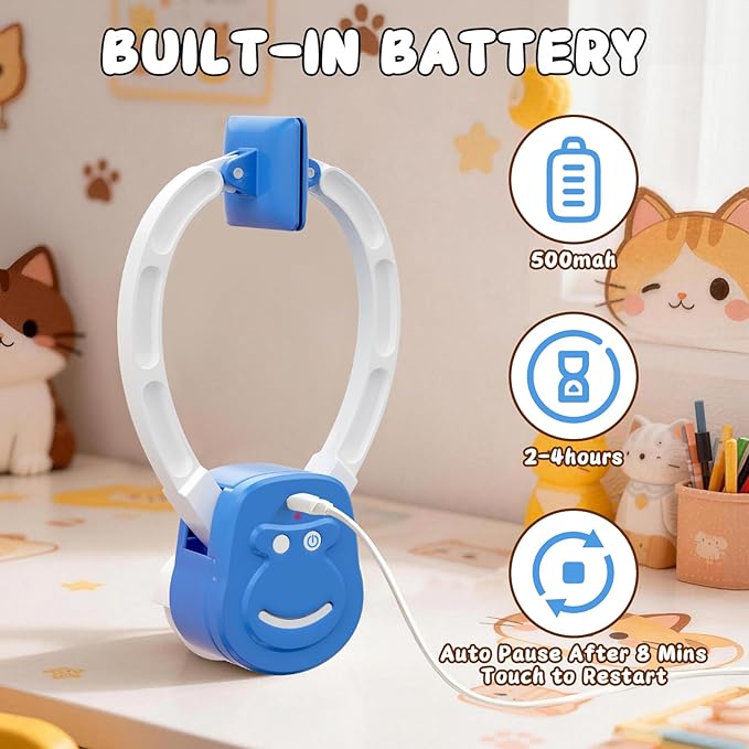 Automatic Cat Toy for Indoor Cats, Interactive Door Hanging Cat Toy with Smart Touch Restart, USB Rechargeable Cat Teaser with Elastic Rope, Adjustable Height Cat Toy for Kittens & Adult Cats (Blue)