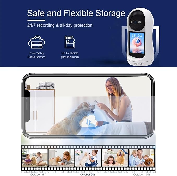 Pet Camera for Dogs Cats - 5MP 1080P Indoor Smart Camera with 360° Vision, Motion Tracking, 2-Way Audio, Human Detection & 32ft Night Vision for Baby and Pet Monitor