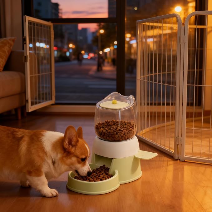 Portable Pet Feeding Dispenser - Versatile Cat Feeding Dispenser, 2L Pets Food Bowl for Outdoor, Press Top Smart Feeder, Pets Feeder, Dog Food Holder for Home Cage Daily Use