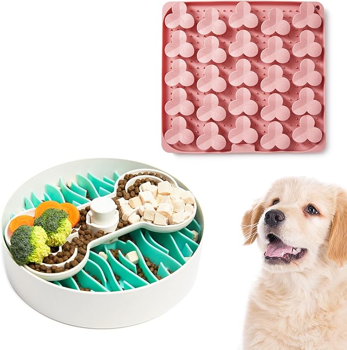 Puzzle Feeder Dog Bowl, Silicone Snuffle Mat & Lick Mat Slow Feeder for Dogs, Promotes Healthy Eating & Digestion, Suitable for Small, Medium & Large Dogs