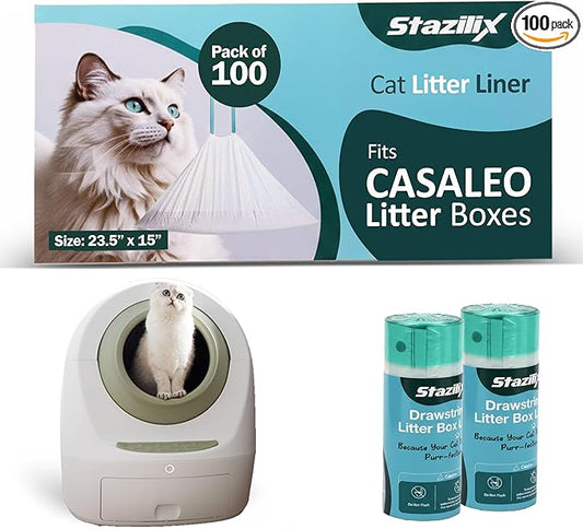 Cat Litter Liners Compatible with Casa Leo Litter Box – 100 Count, Extra Thick, Heavy Duty
