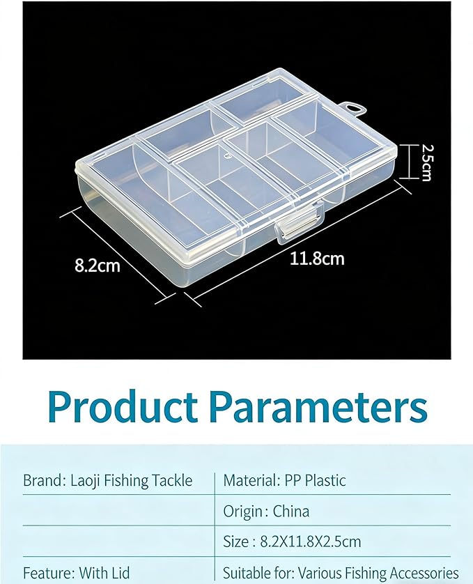 6-Grid Transparent Plastic Storage Box - 4.7x3.1x0.9 Inch Clear Organizer for Jewelry, Beads, Fishing Hooks & Nail Accessories