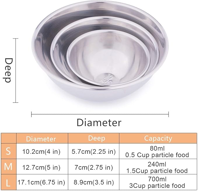 Super Design 2PCS Replacement Stainless Steel Bowls, Match Inner Bowls for Mess Free Slanted Dog Cat Bowl, Tilted Angle Bulldog Bowl Pet Feeder, Easier to Reach Food M