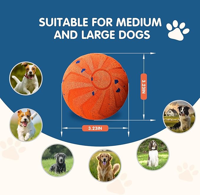 Smart Interactive Dog Toys,Vibrating Dog Ball,Automatic Moving/Bouncing/Rotating,Water Resistant Balls for Medium Large Dogs - Chase Pet Toys to Keep Them Busy (Orange)