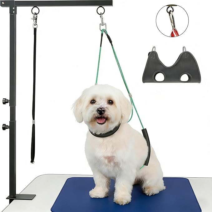 Dog Grooming Supplies, Dog Grooming Arm Kit 26"-40" Height with Harness & Hammock Sling for Small Dogs - Pet Grooming Table Accessory for Nail Trimming.