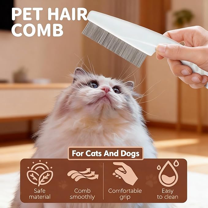 2 Pack Multifunctional Pet Grooming Comb, Stainless Steel Fine Tooth Brush for Tear Stain Removal, Hair Shedding Control & Massage for Dogs and Puppies