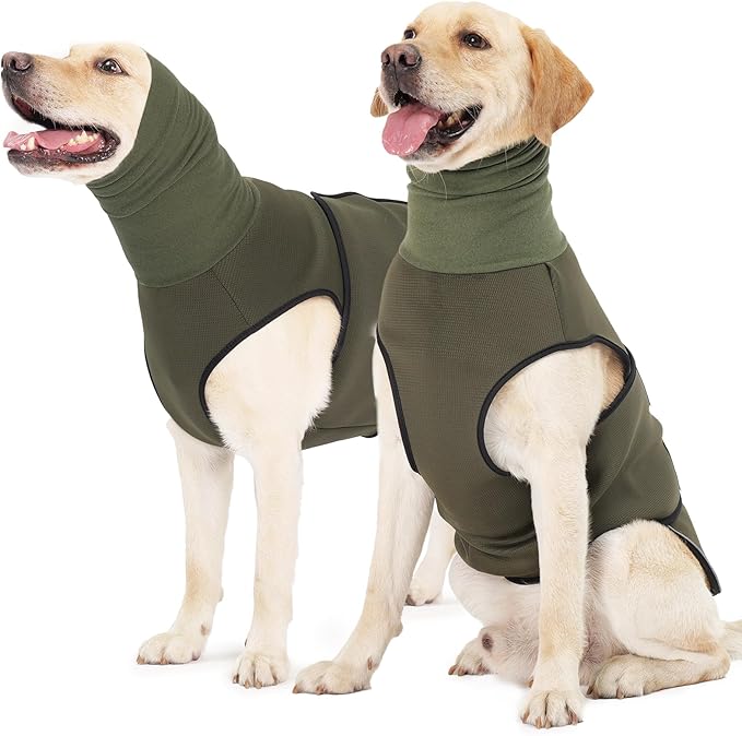 ROZKITCH Dog Anxiety Shirt with Ear Cover, Reflective Calming Vest for Storms & Separation, Breathable Dog Hoodie for Anxiety Relief ArmyGreen 2XL
