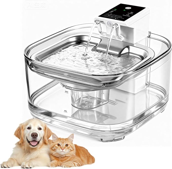 Cordless Cat Water Fountain, 5000mah Battery Rechargeable Pet Water Fountain, 108oz/3.2L Automatic Dog Water Fountains for Cats Dog Indoor Outdoor