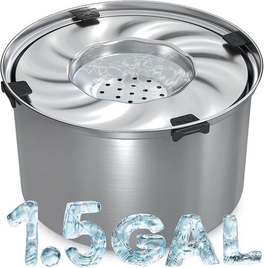 5.6L/1.5 Gallon Dog Water Bowl No Spill Stainless Steel No Spill Water Bowl for Dogs Large Capacity, Slow Water Feeder, No Splash Dog Water Bowls