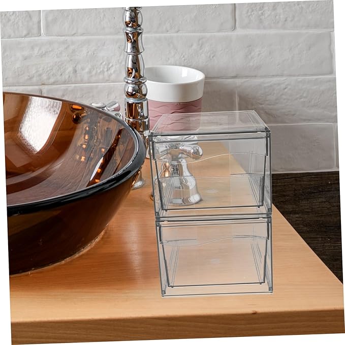 2pcs Acrylic Makeup Organizer Stackable for Desktop Storage for Cosmetic Organization and Bathroom Accessories