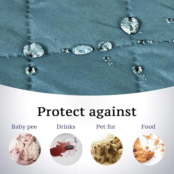 H.VERSAILTEX Reversible Couch Cover for 3 Cushion Couch Water Resistant Sofa Cover Seat Width Up to 66" Washable Furniture Protector Cover for Dogs/Cats/Pets(Sofa, Cameo Blue/Beige)