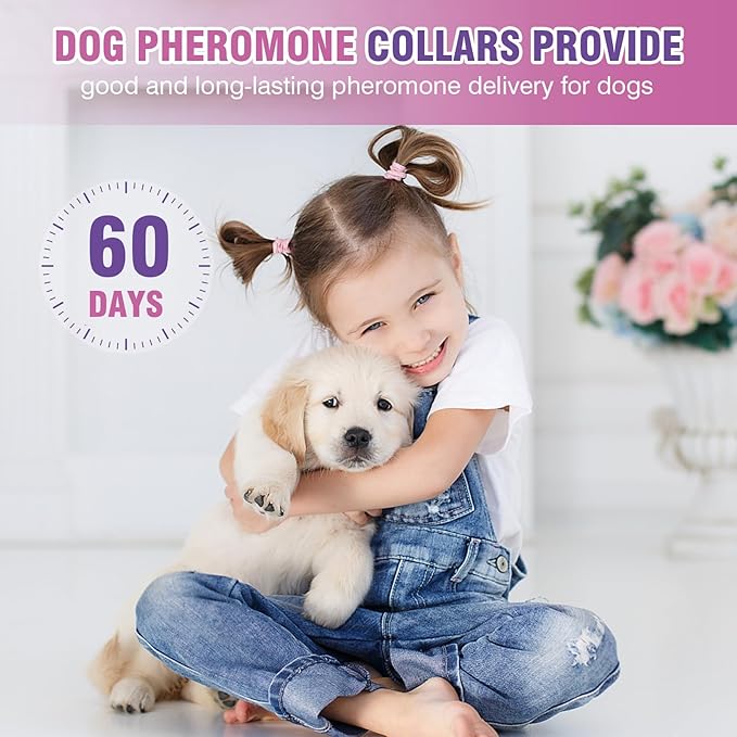 Calming Collar for Dogs 4 Packs Dog Pheromone Anti Anxiety Calm Collars to Relieve Stress and Bad Behavior Like Separation 25 Inches Adjustable