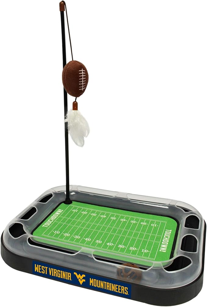 Pets First 5-in-1 Cat Toy: Scratcher, Wand, Plush Football & Feathers with Catnip & Interactive Cat Ball Bell