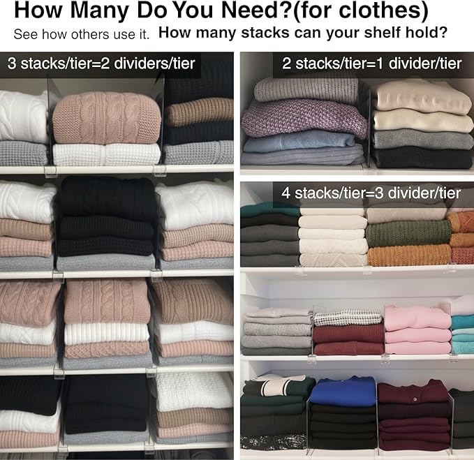 Shelf Dividers Purse Organizer for Closet: 11-inch Tall(Higher Version) Acrylic Sweater Organizer - Upgraded Extra Height for Large Handbags, Totes, Clothes, Towels on Wood Shelves 10-Pack