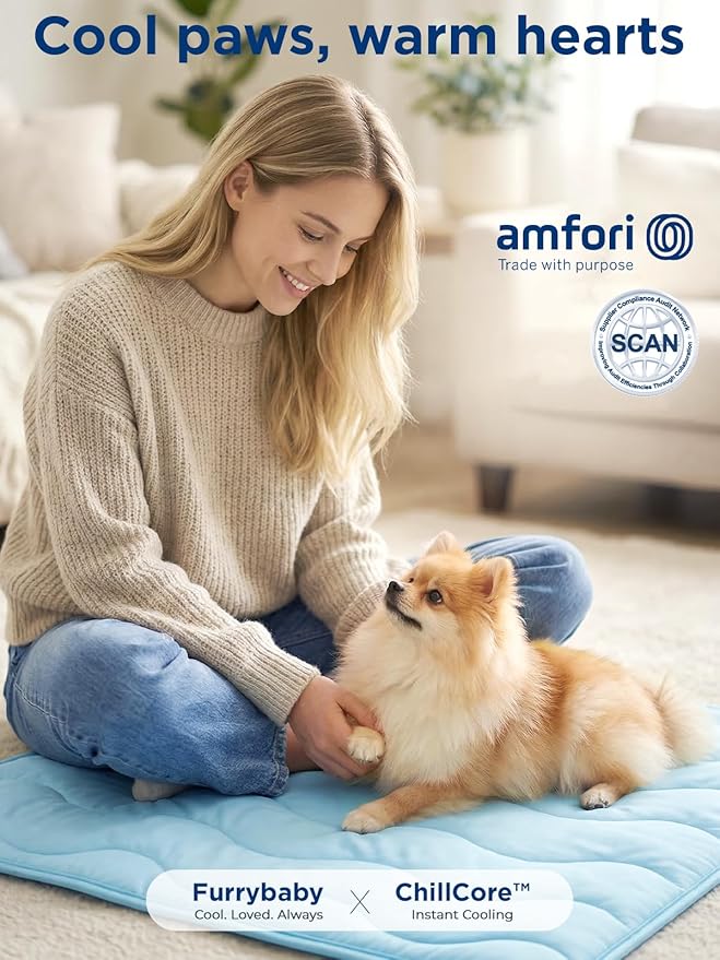 Dog Cooling Mat for Large Dogs, 35"x28" Breathable Self Cooling Crate Mat for Dogs & Cats, QMAX>0.5 Portable Washable Pet Cooling Mat for Dog Bed, Thickened Cool Fiber Indoor/Outdoor Summer,Blue