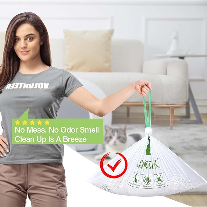 Cat Litter Box Liner Compatible with Litter Box Robot 4 & 3, Waste Bags 50 Pack, Waste Drawer Liners Heavy Duty White
