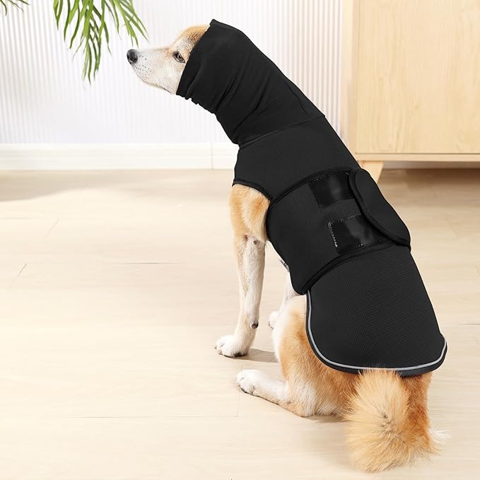 ROZKITCH Soft Dog Anxiety Jacket, Breathable Calming Vest for Storms, Fireworks & Separation, High Collar Design for Small to Large Dogs Black XS