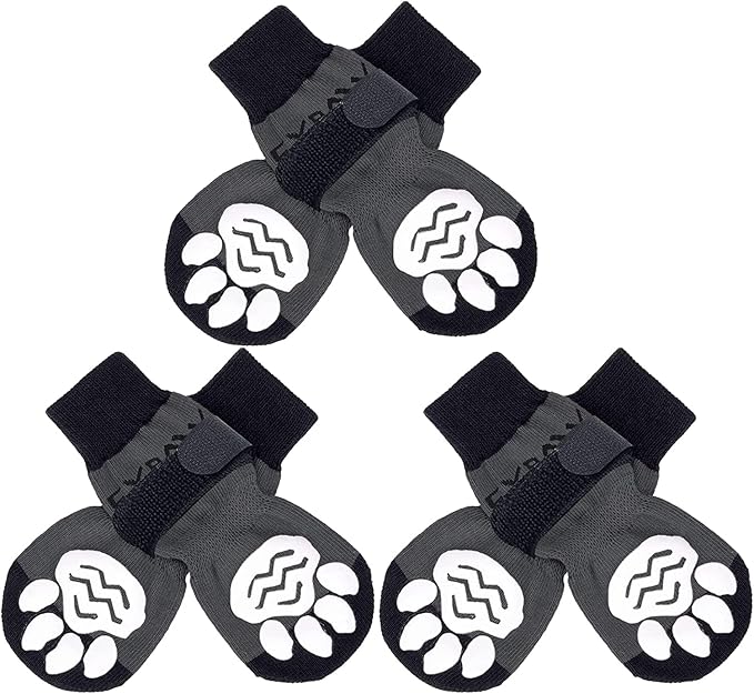 EXPAWLORER 6PCS Anti-Slip Dog Socks to Prevent Licking Paws,Dog Shoes for Hot Pavement,Best Paw Protector Traction Control on Hardwood Floor,Dog Booties for Puppy Small Medium Large Senior Dogs