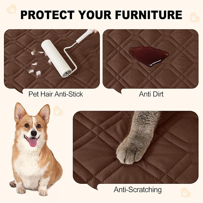 Smiry Waterproof Dog Blanket, 40x50 Inch Soft Pet Bed Cover Reversible, Washable Sofa Couch Furniture Protector for Small Medium Large Dog Puppy Cat, Geometric, Brown/Chocolate