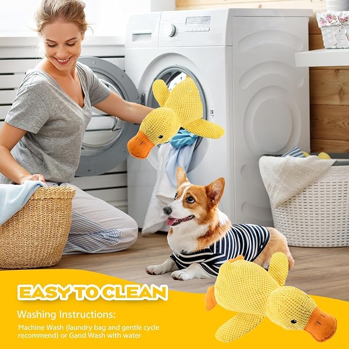 The Mellow Ducks Calming Pillow, Mellow Dog Calming Duck, 2025 New Yellow Duck Dog Toy, Dogs Ducks Toy with Quacking Sound for Indoor Dogs