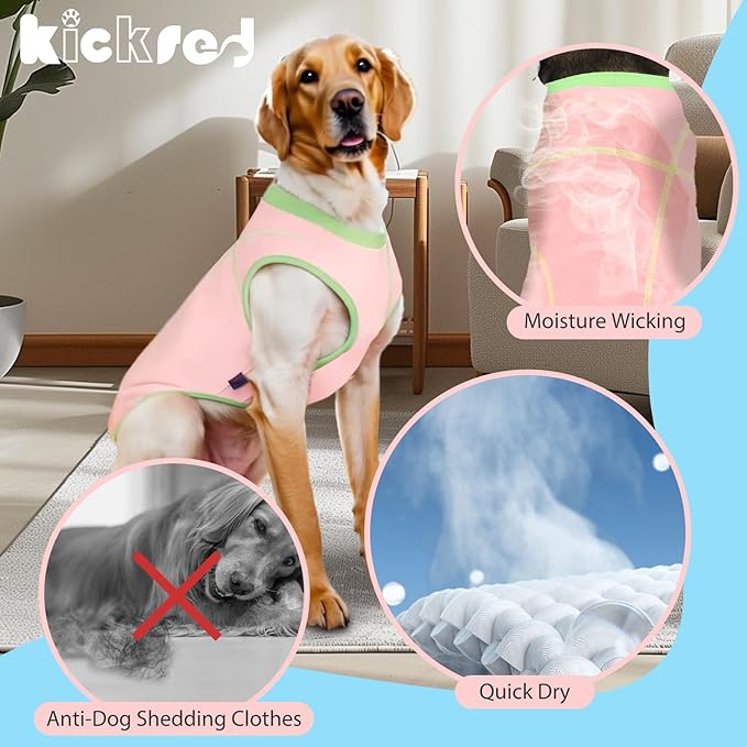 2 Pack Dog Summer Clothes Color Blocking Dog Shirts for Medium/Large Dogs Stretchable Doggy Cooling Vest Breathable Sun Protection Shirt Fashion & Bright Color for Boys Girls