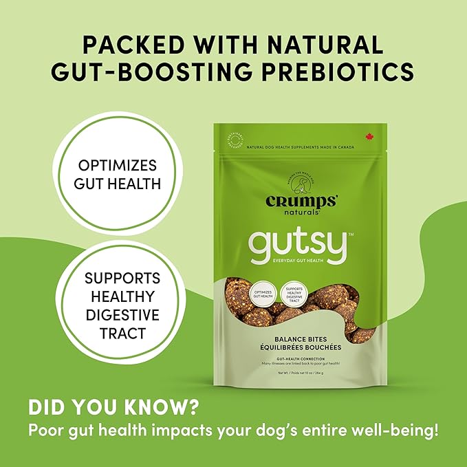 Crumps’ Naturals Gutsy-Balance Bites 10oz/284g, Dog Treats,Supplements (Pack of 2)
