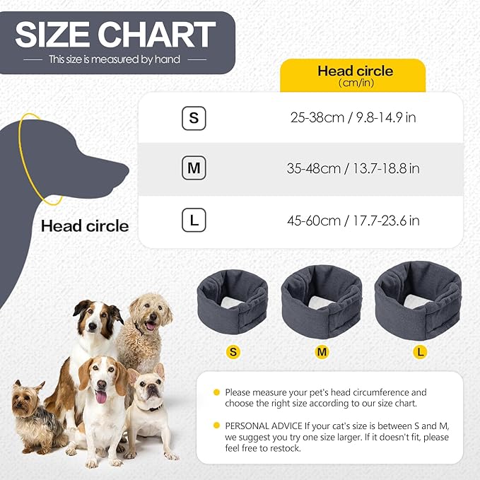Ear Muffs for Dogs,Calming Hoodie Thunder Head Wrap,No Shake Anxiety Relief Pet Covers Ear Noise Protection Vest for Dogs for Fireworks,Vet Visits,Bathing(Grey,M)
